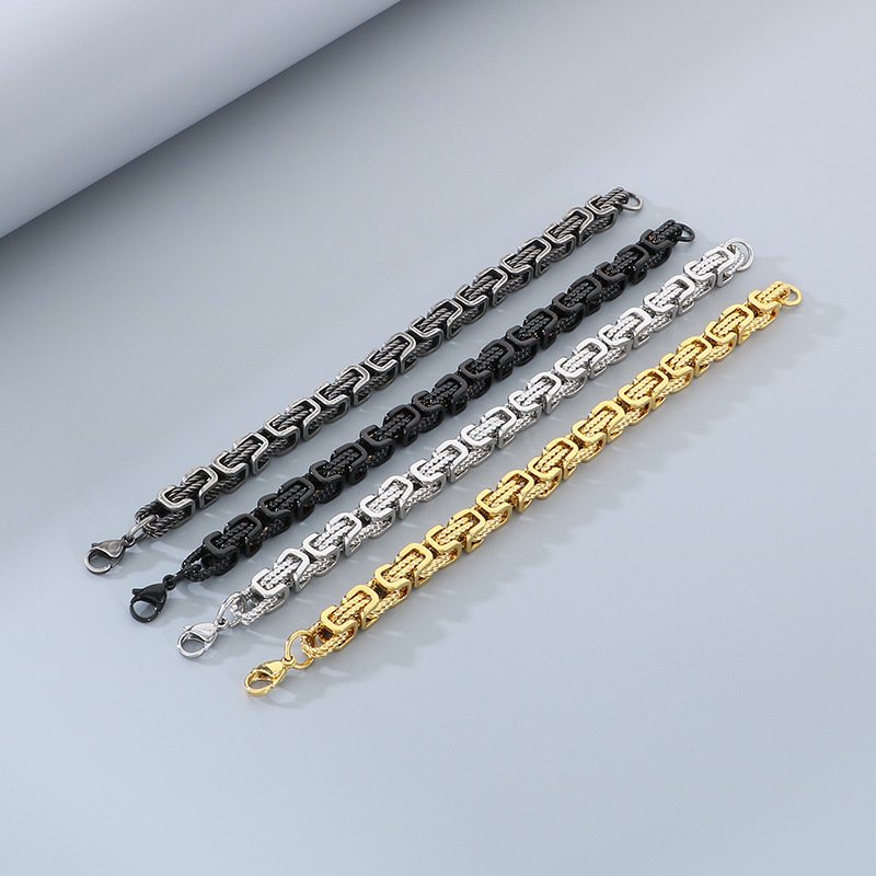 Retro Style Minimalist Hand Knotted Titanium Steel Mens Bracelet