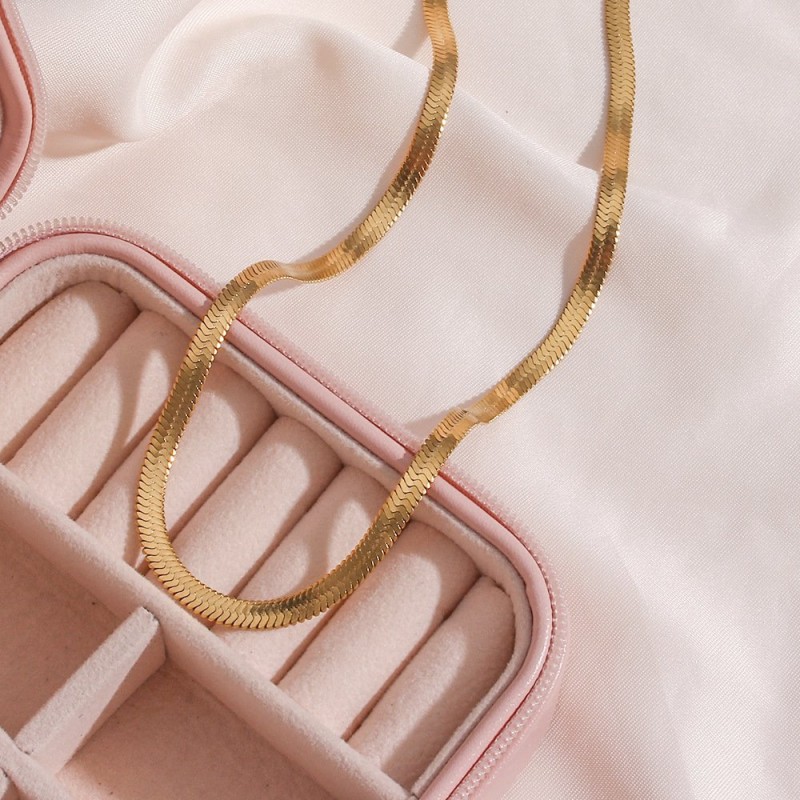 Women's Simple Stainless Steel Gold Plated Snake Chain