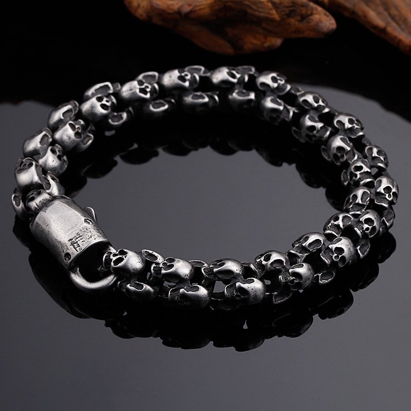 Men's Skull Ghost Head Vintage Stainless Steel Bra...