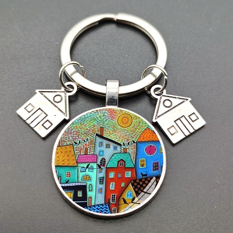 Crystal Glass Keychain Pendant Creative Letters