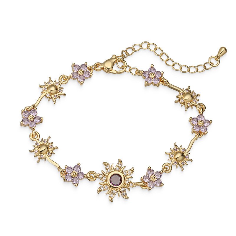 Colored Diamond Daisy And Sunflower Bracelet Necklace